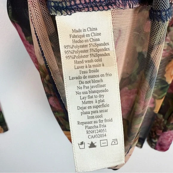 Anthropologie Porridge Kona Mock Neck Floral Mesh Long Sleeve Shirt Size Medium - Picture 12 of 12